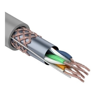 Кабель витая пара SF/UTP, CAT 5e, PVC, 4PR, 24AWG, INDOOR, STRANDED, серый (01-0343)