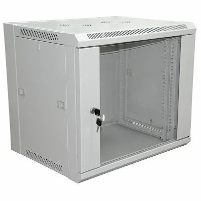 Шкаф настенный 19" 15U 600×450×770мм (ШxГxВ) - передняя дверь стекло, боковые стенки съемные (разобранный) RAL 7035 PRO (04-2203)